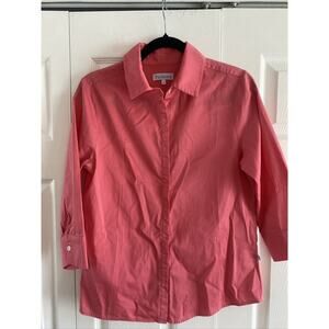 Perlavera Womens Medium Pink Button Down Preppy Chic Quiet Luxury